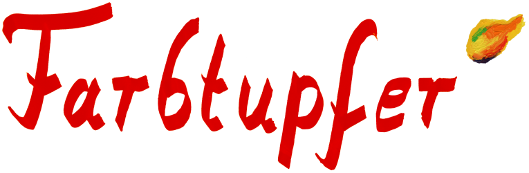 Farbtupfer Schriftzug Farbtupfer